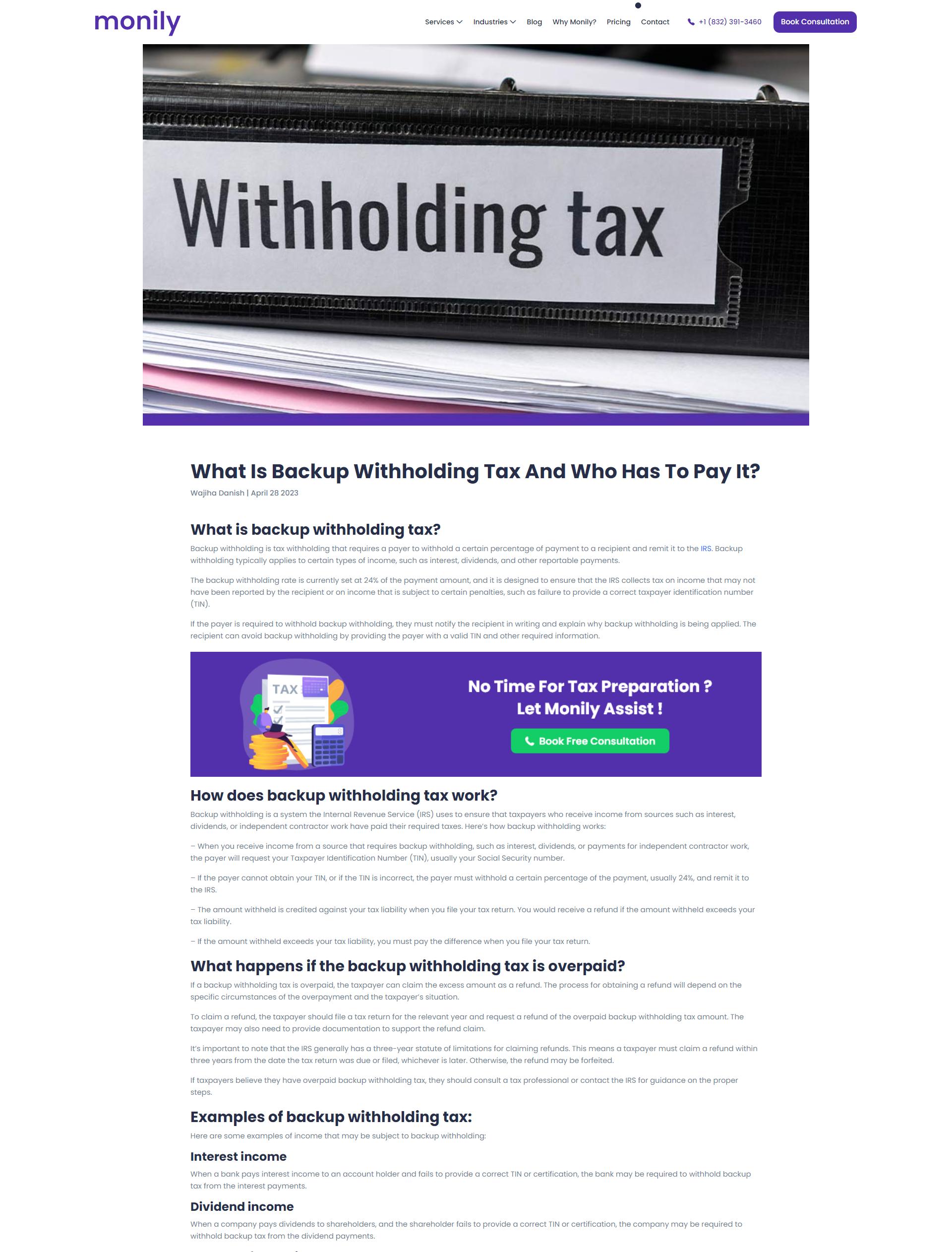 What Is Backup Withholding Tax And Who Has To Pay It? by Richard