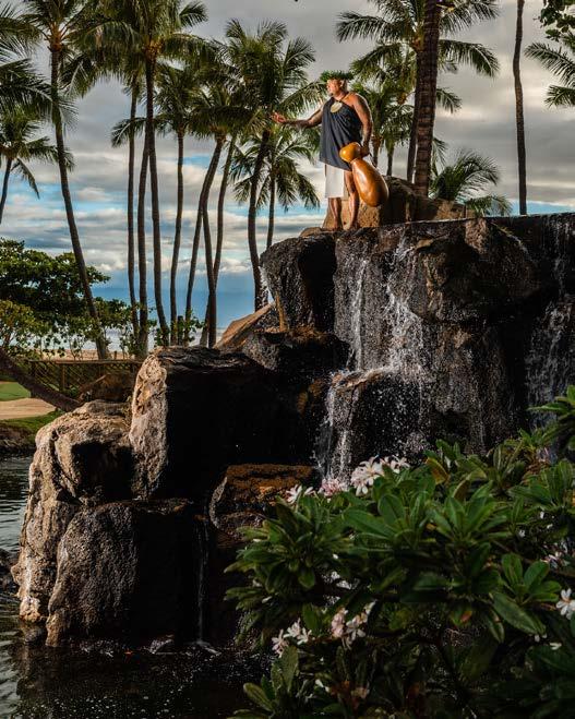Maui landscape with tropical flowers