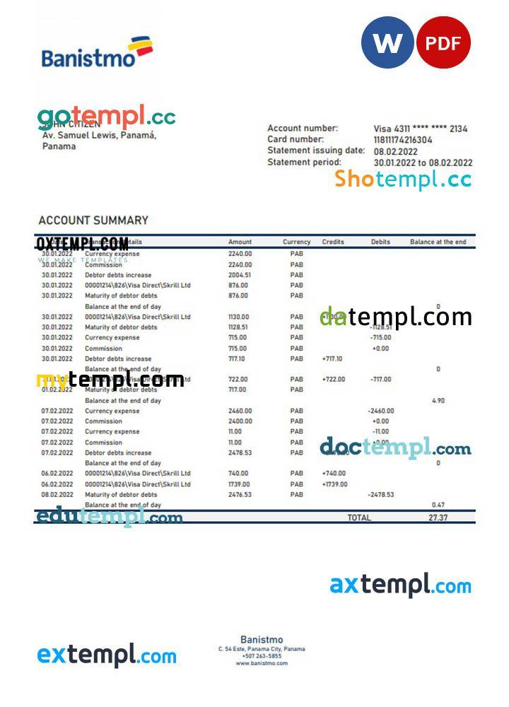 Panama Banistmo bank statement template in Word and PDF format by mytempl Issuu