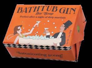 Q
Not champagne, you sap! Bubbly Bathtub Gin soap is exfoliating (that’s the bathtub part) with a woodsy fresh scent and emollient olive oil to leave you with the whiff of dirty martini. After hours of putting on airs, take them off again with Bathtub Gin soap woodsy fresh, olive oil #5813
![
