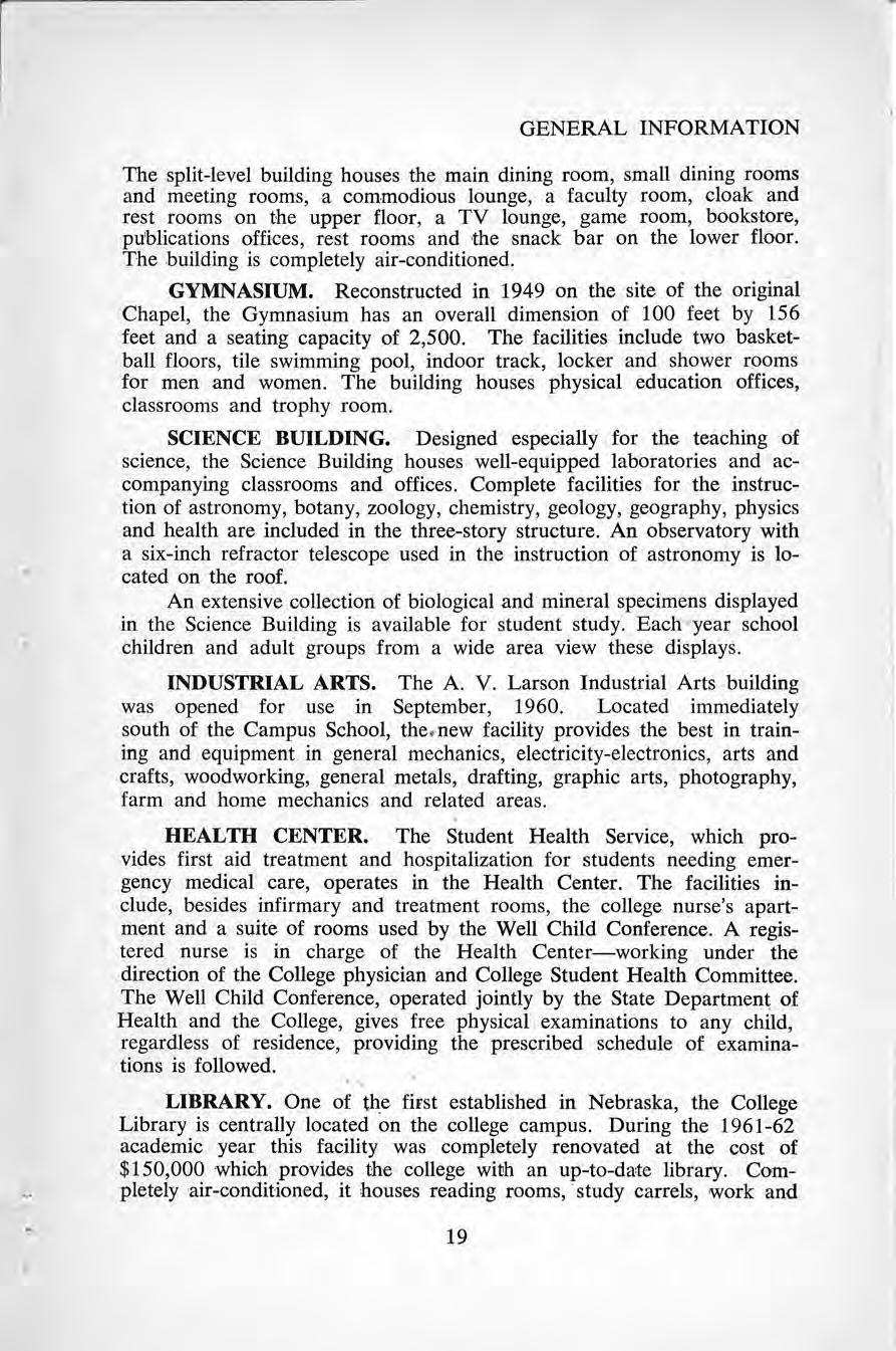 1962-1963 Catalog of Peru State Teachers College (Nebraska) by Peru State College Library - Issuu