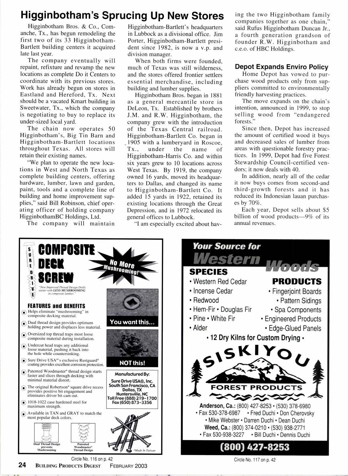 Cover for Higginbotham's Sprucing Up New Stores