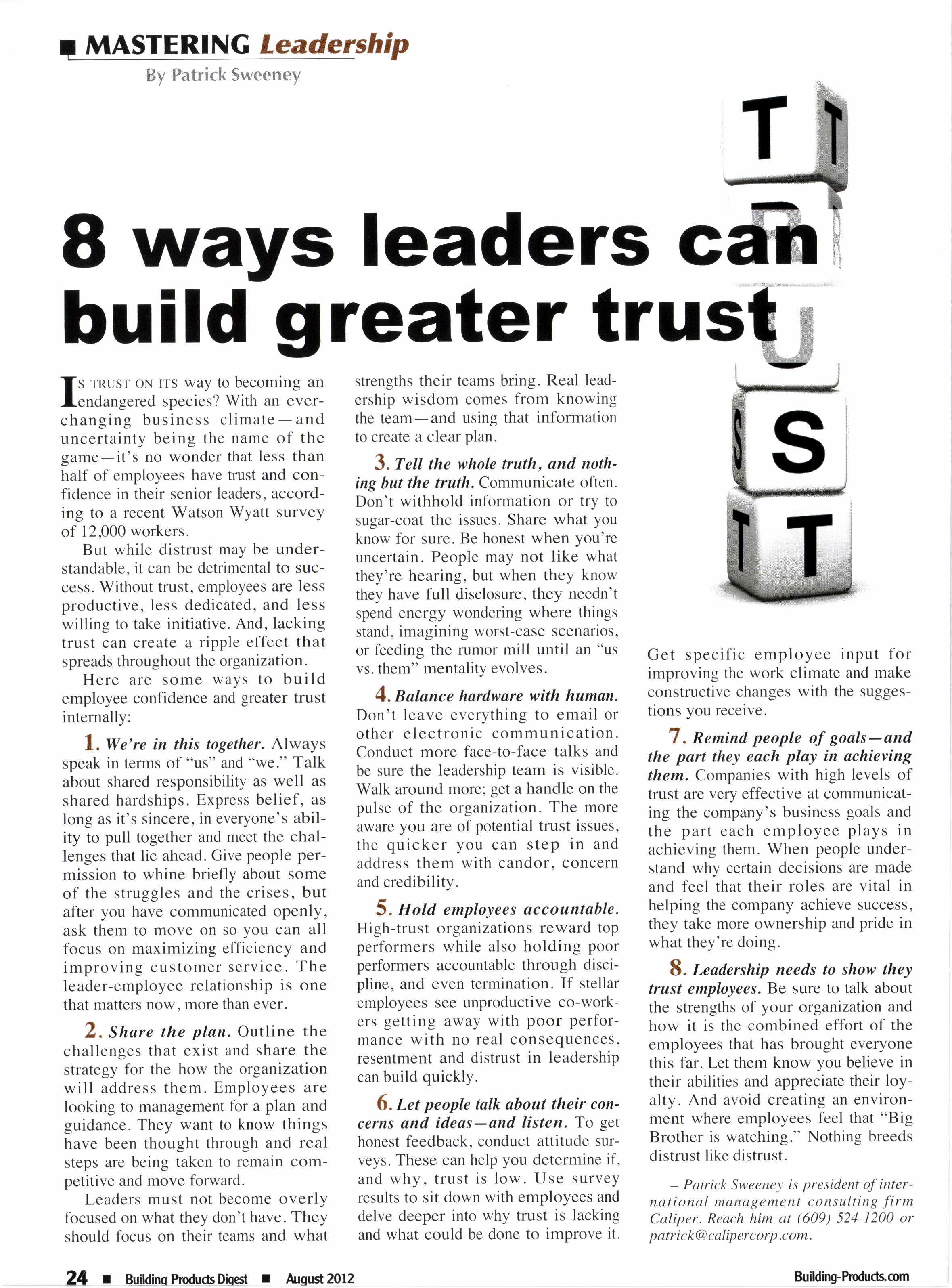 Cover for 8 ways leaders c*b build greater trus$