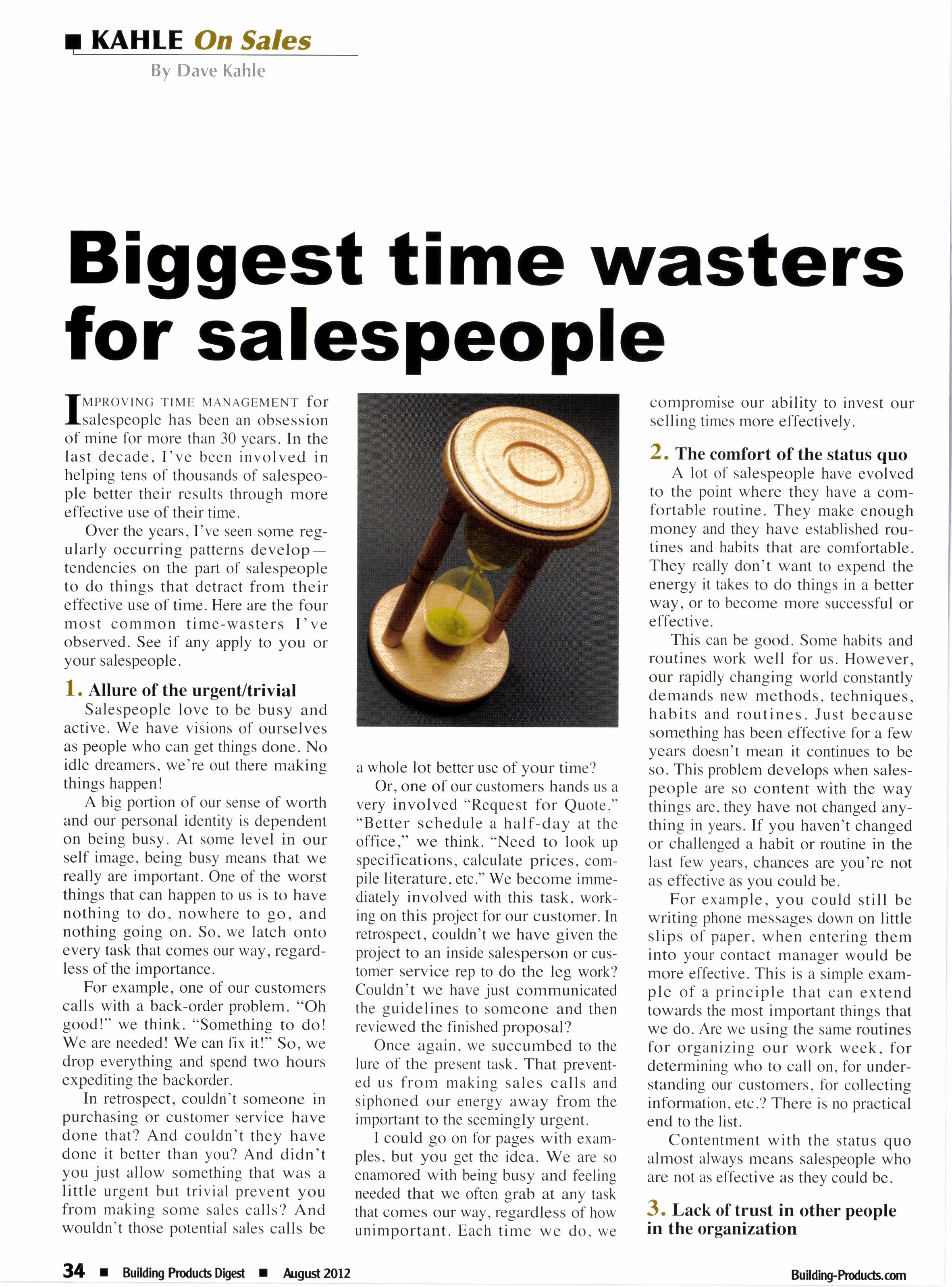 Cover for Biggest time wasters for salespeople