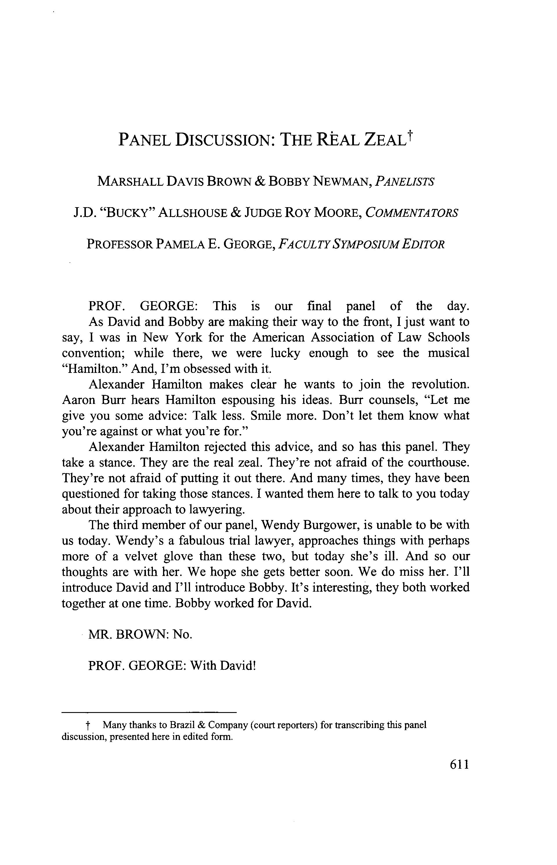 PANEL DISCUSSION: THE REAL ZEAL