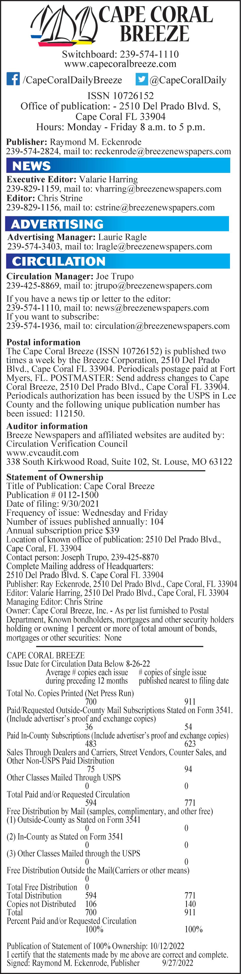 Cape Coral Wednesday Breeze by BreezeNewspapers - Issuu