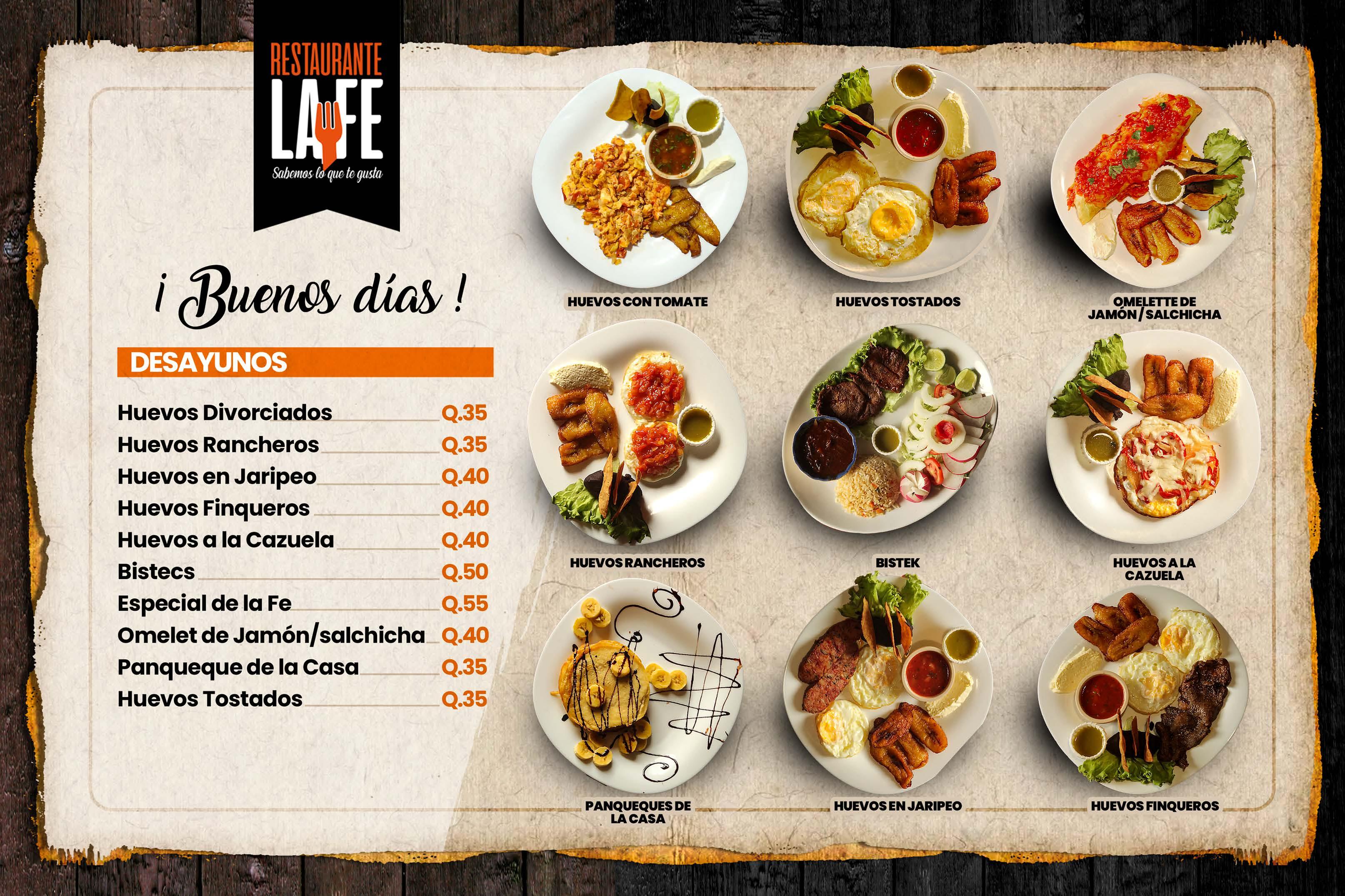 Menú Restaurante La Fe by Restaurante La Fe Issuu