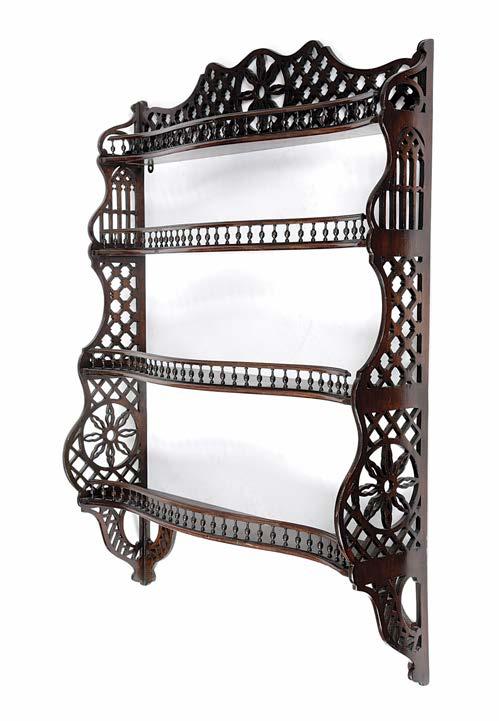 Vivian Regency Gold Metal 3 Tier Black Wood Wall Shelf - Small