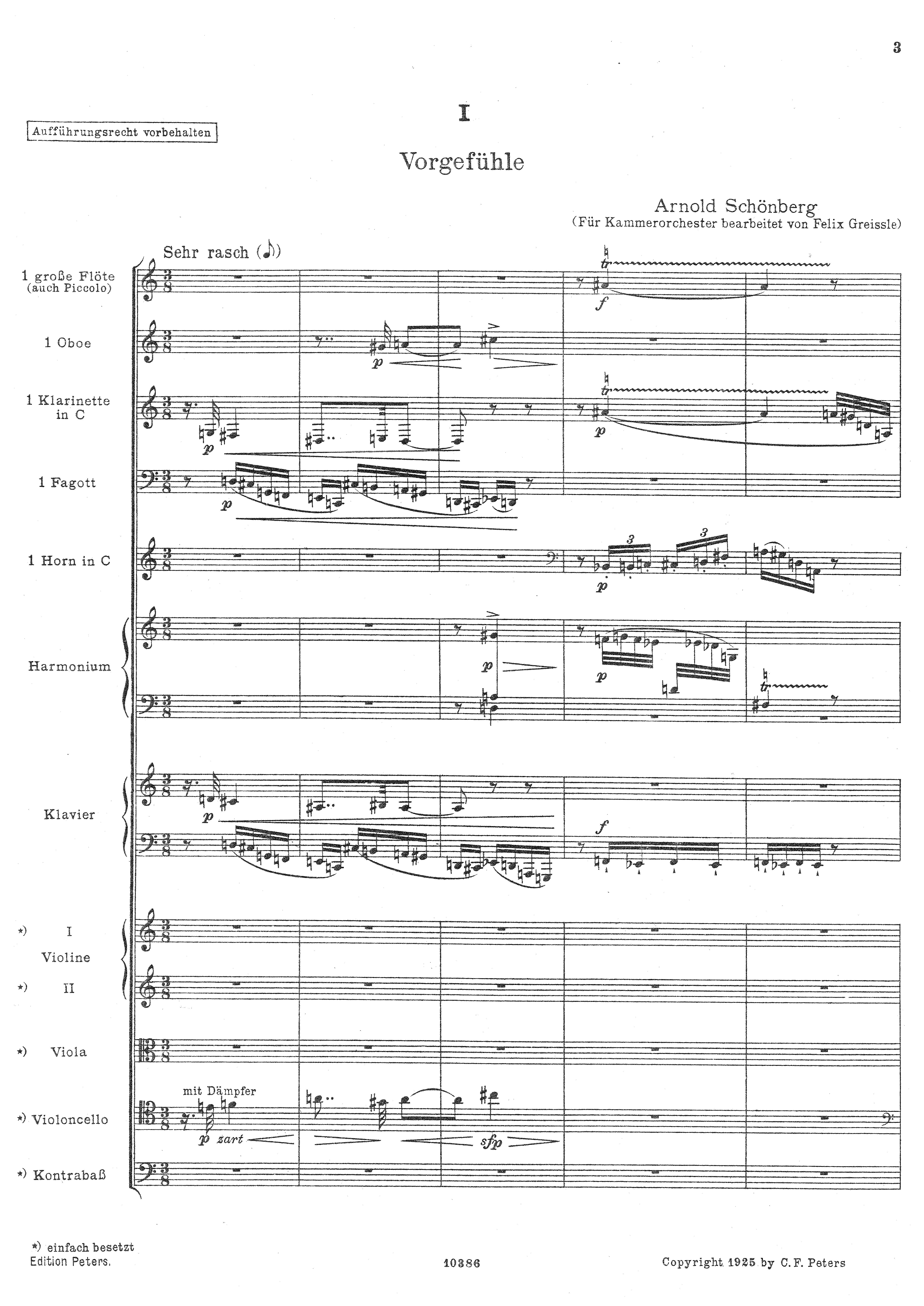 Schoenberg FIVE PIECES FOR ORCHESTRA, Op. 16 (Chamber Version) by