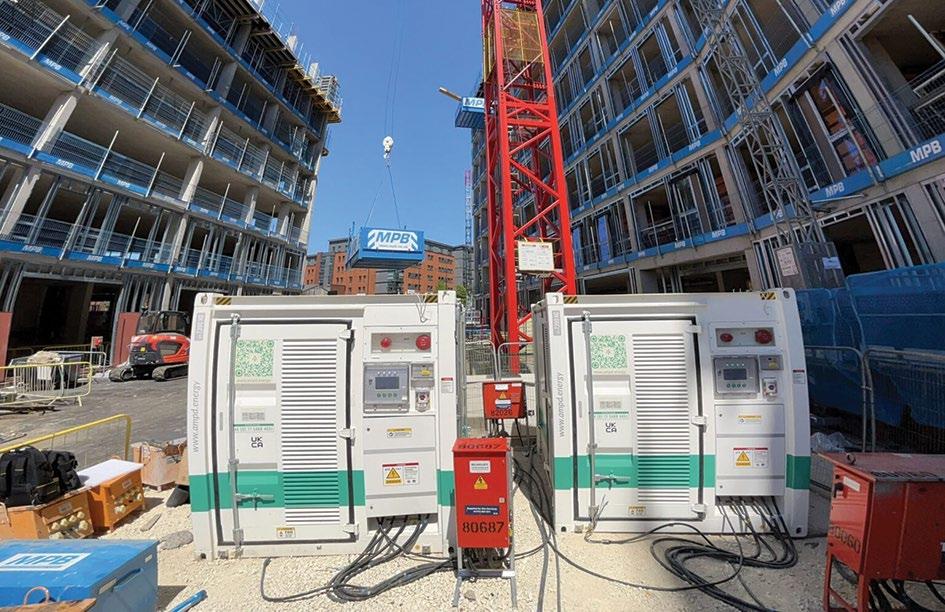 Zero emission hoists, cranes and mastclimbers