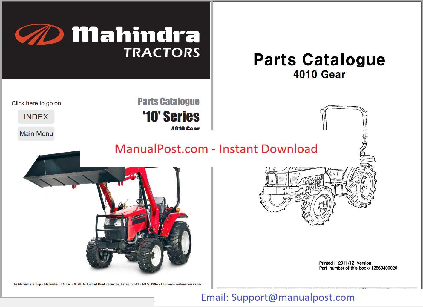 Mahindra tractor 10 series 4010 gear parts catalogue 12669400020 2011