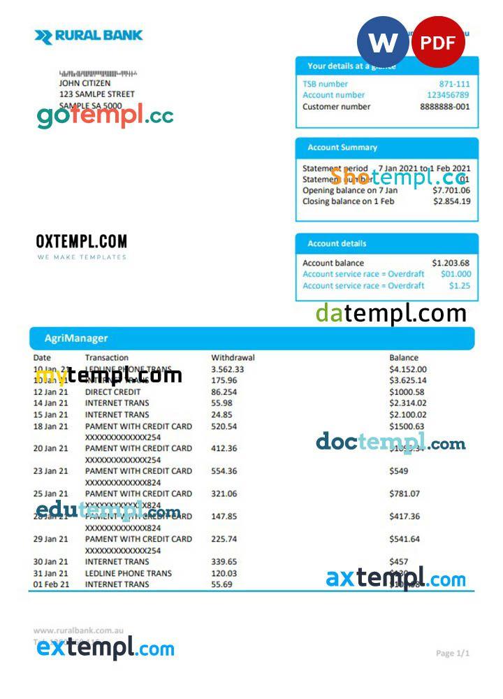 Rural Address Sample sample Australia Rural bank proof of address statement template in Word ...