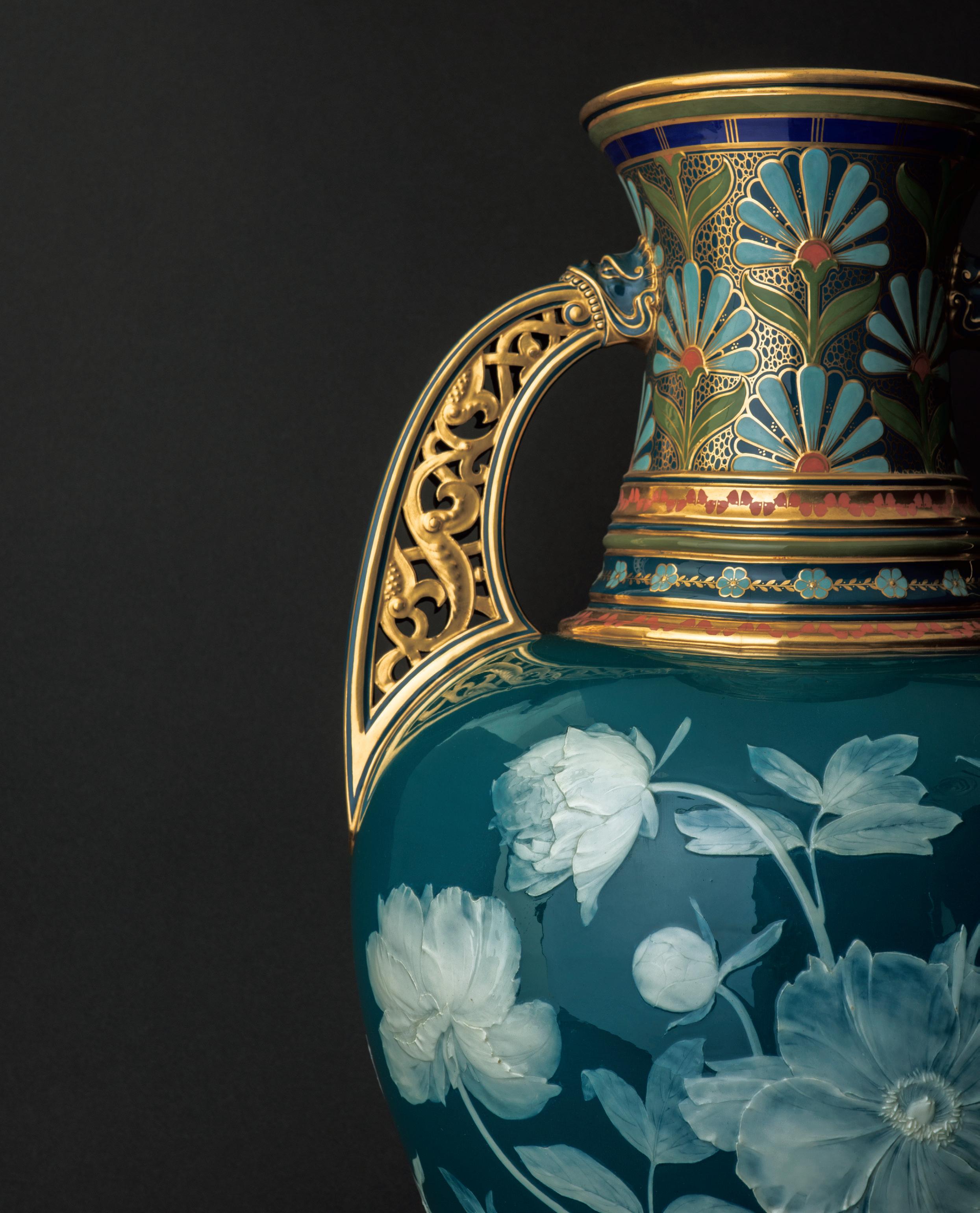 Orchiesフランス陶器アールヌーボーフラワーベース陶器鉢花瓶