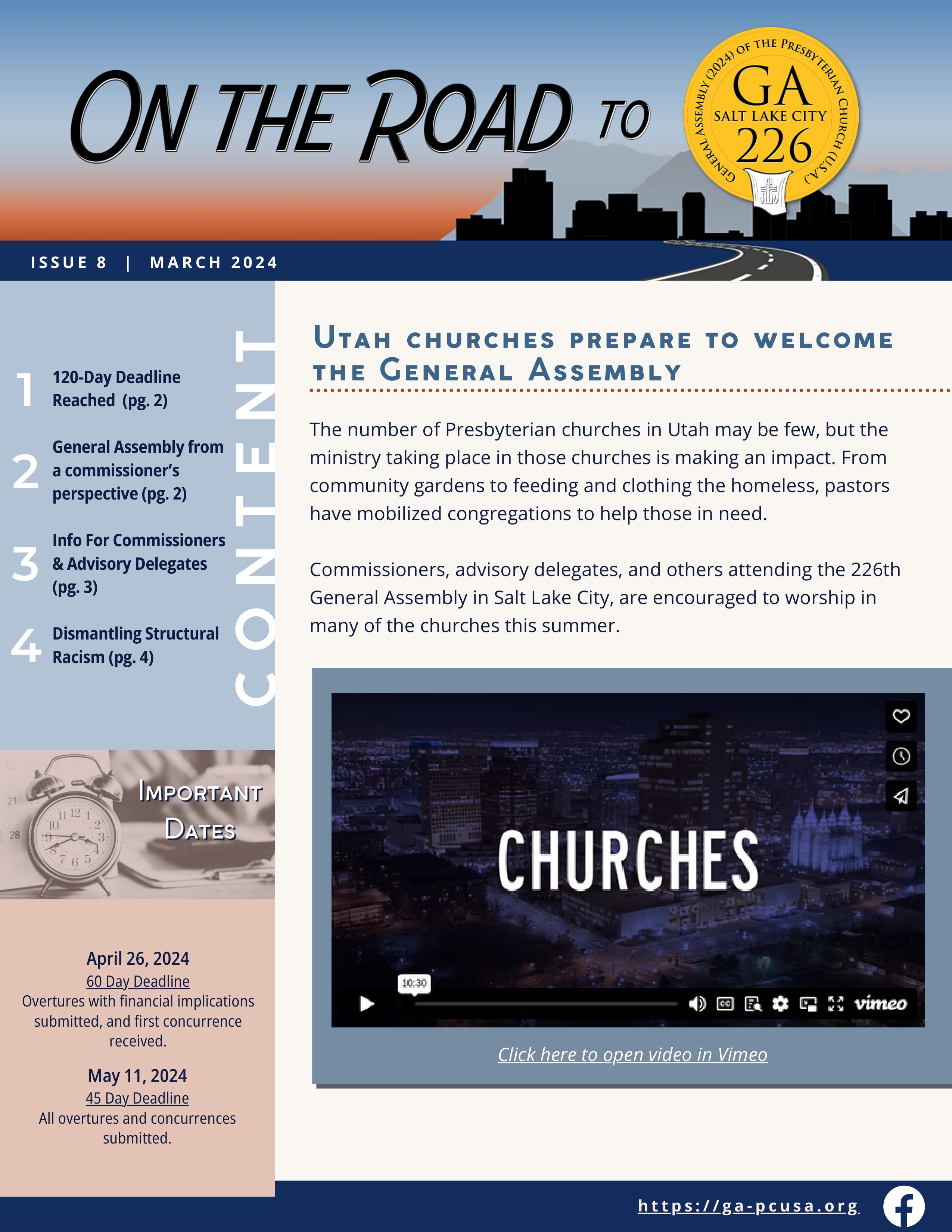 On the Road to GA226 Issue 8 March 2024 by PCUSA_OGA Issuu