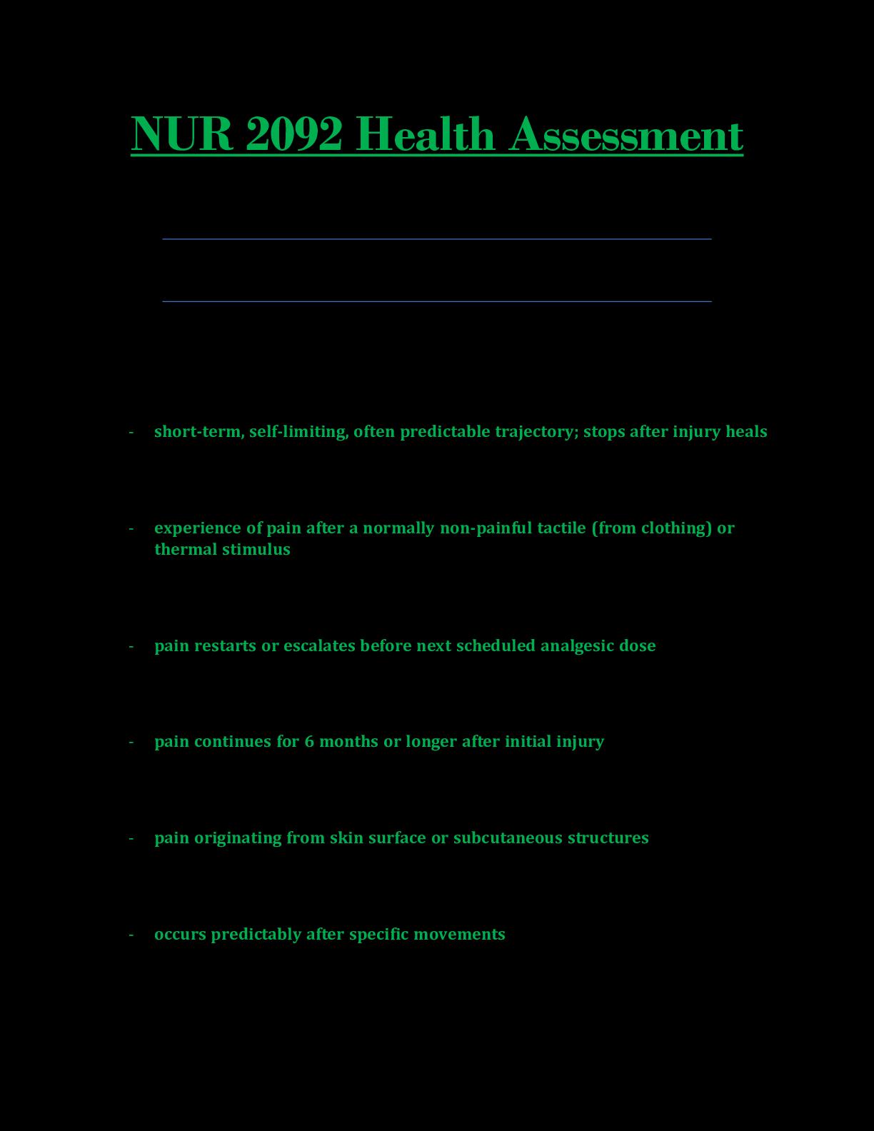 NUR2092 / NUR 2092 Exam 1 Updated: Health Assessment - Rasmussen by ...