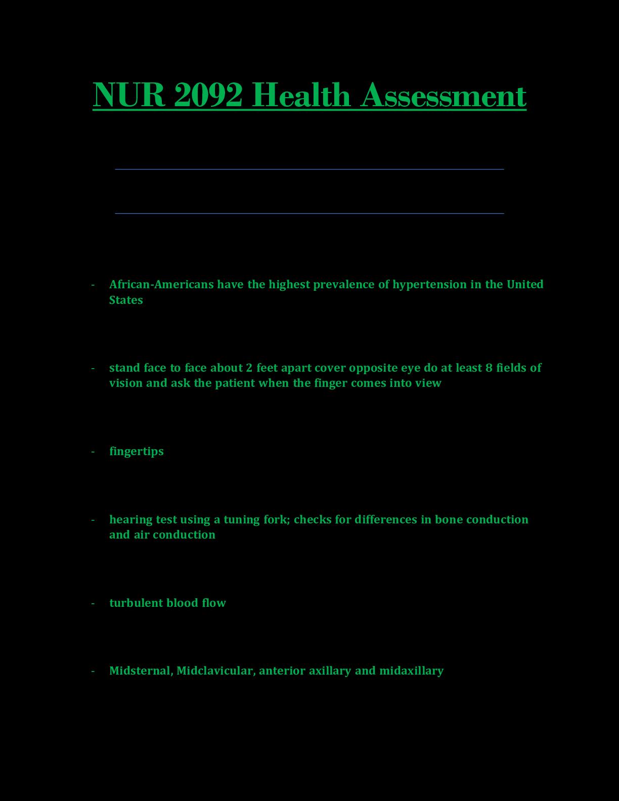 NUR 2092 / NUR2092: Health Assessment Exam 2 Updated - Rasmussen by ...