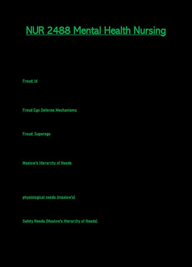 NUR2488 / NUR 2488 Exam 1 Concept Guide Updated: Mental Health Nursing ...