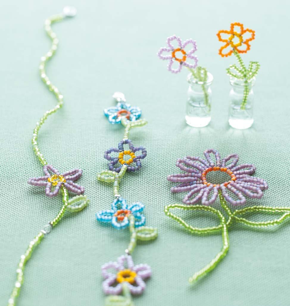 Broche Vintage Bouquet Perles De Rocaille Bleu Laiton - Bijou Floral Occasion Bon état