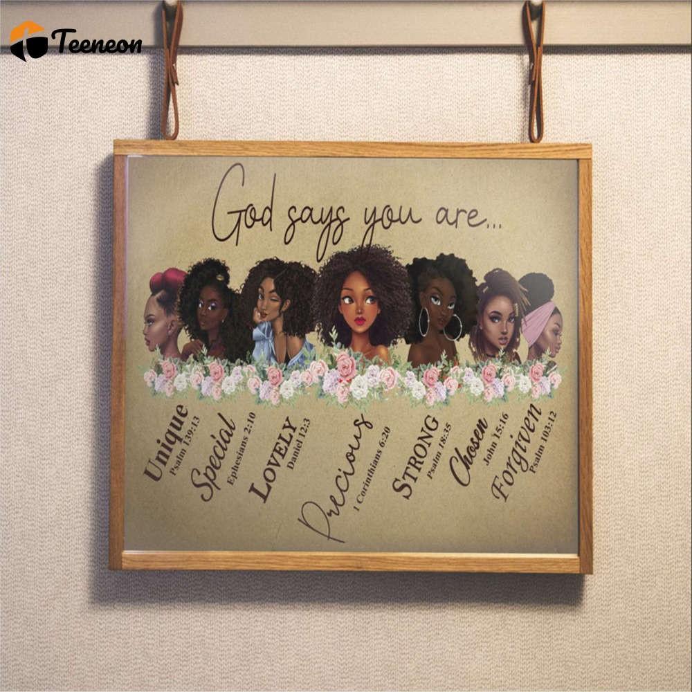 God Says You Are Poster for Home Decor Gift for Home Decor Gift Black ...