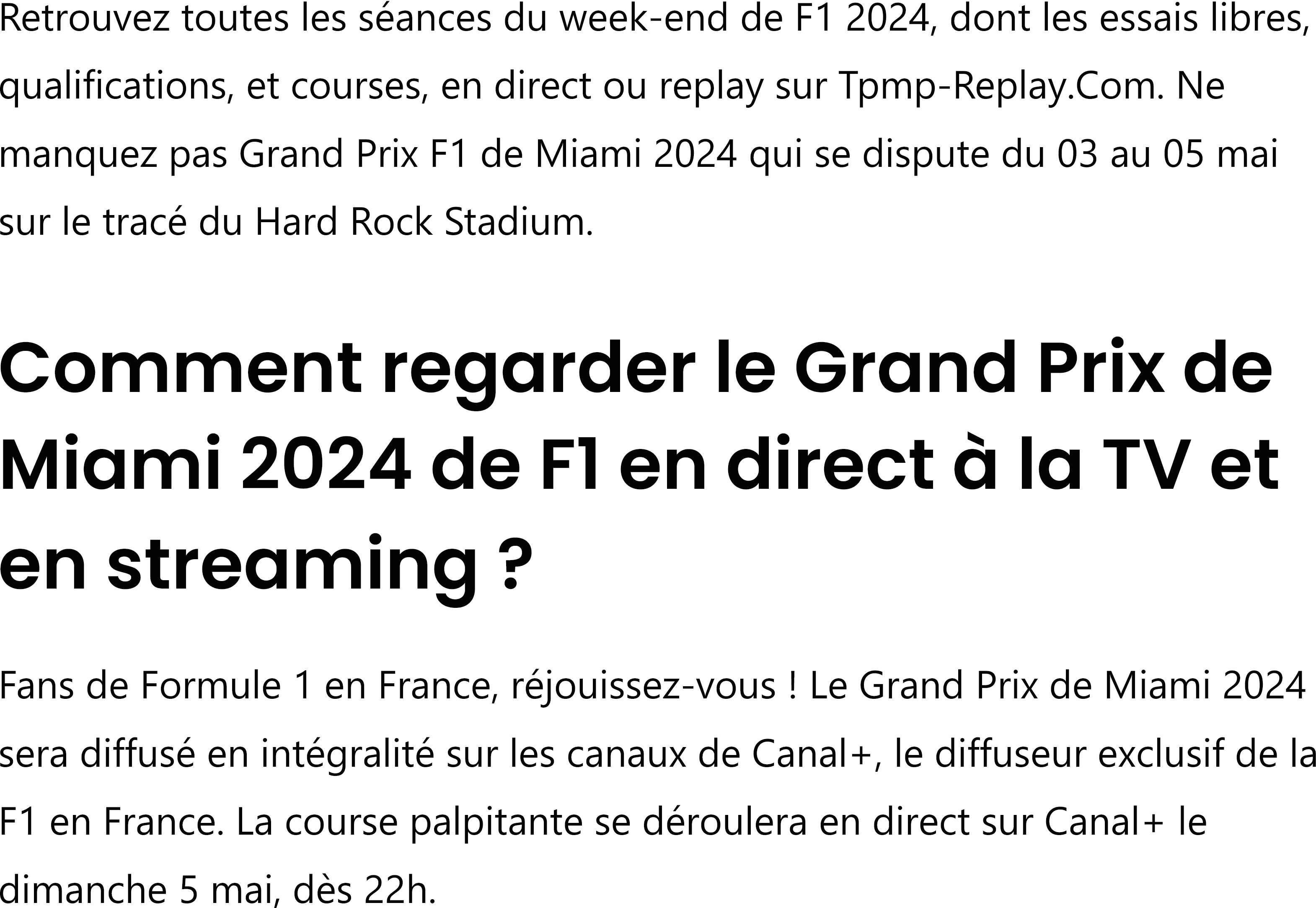 F1 Grand Prix de Miami 2024 : Horaires et Diffusions en Direct et ...