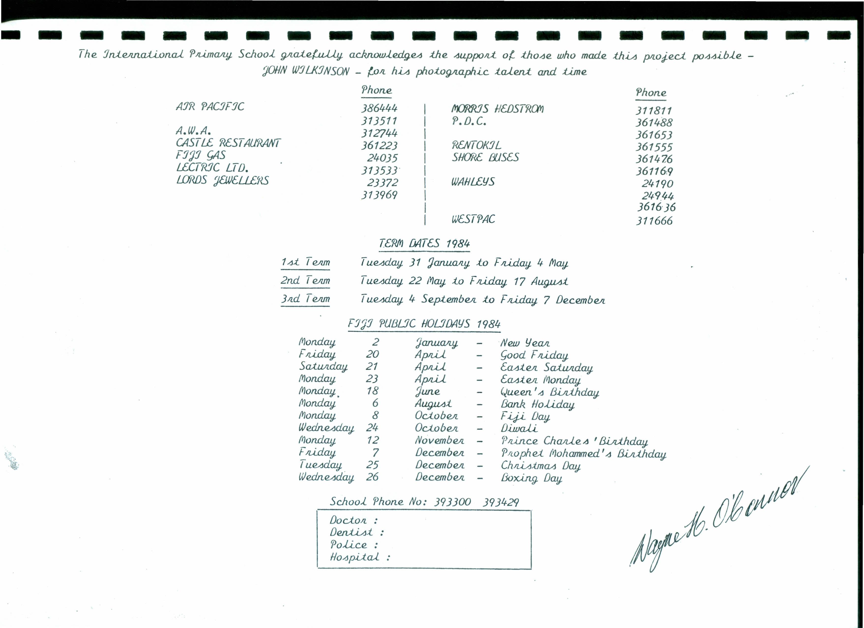 1984 IPS Calendar by International School Suva Issuu
