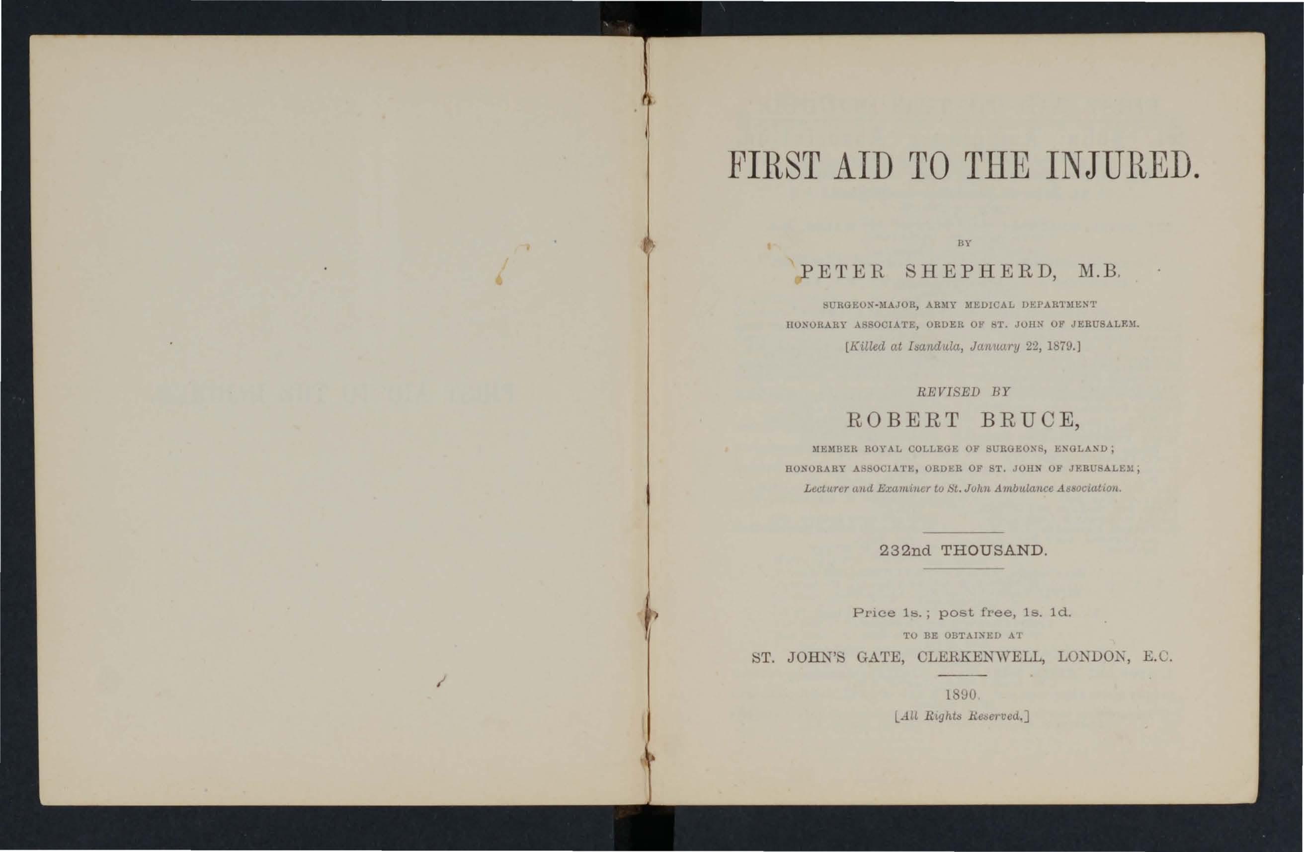 希少【first aid to the injured】overdye 1890 First Aid to