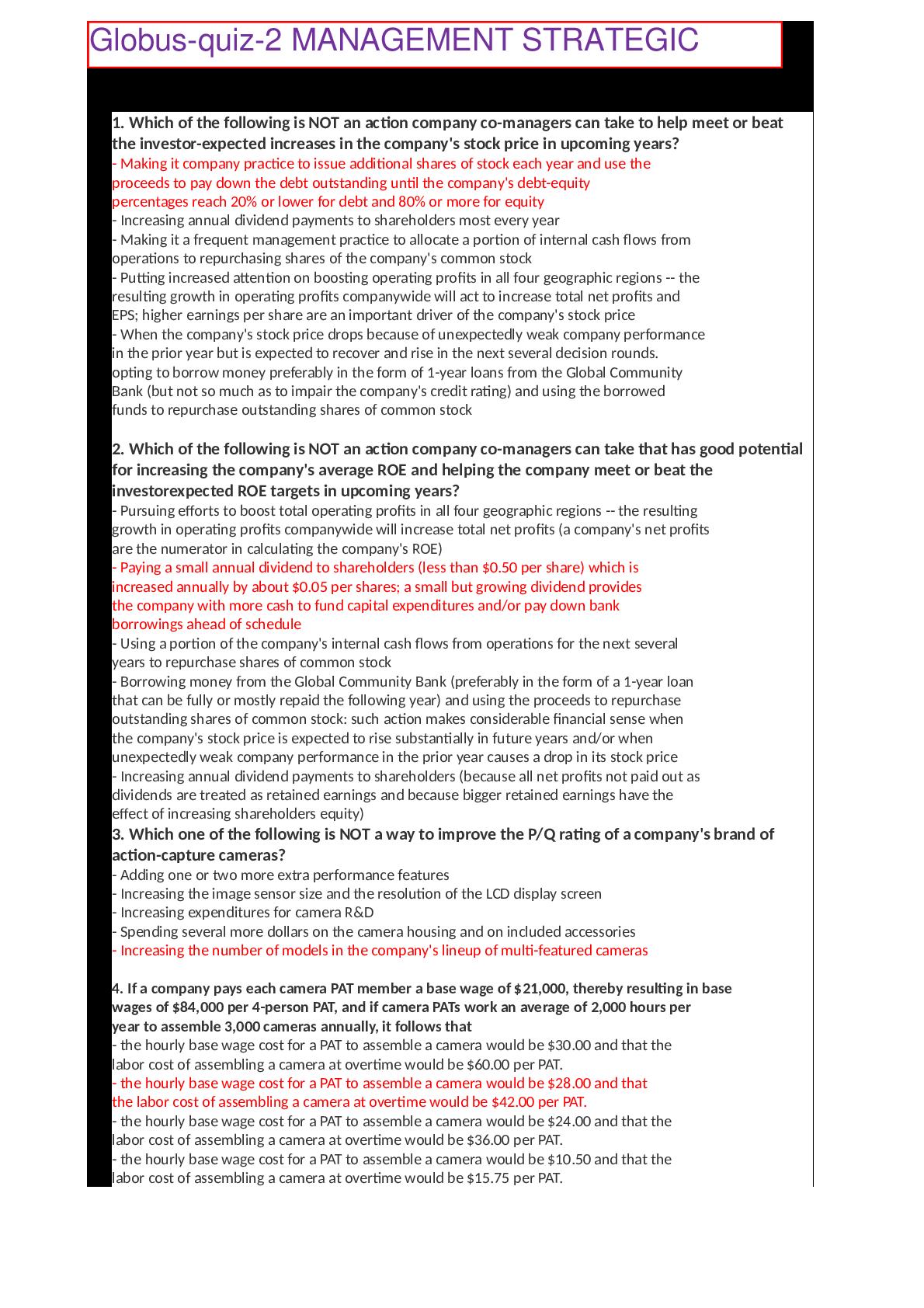 Globusquiz2 MANAGEMENT STRATEGIC by testbankfor.store Issuu