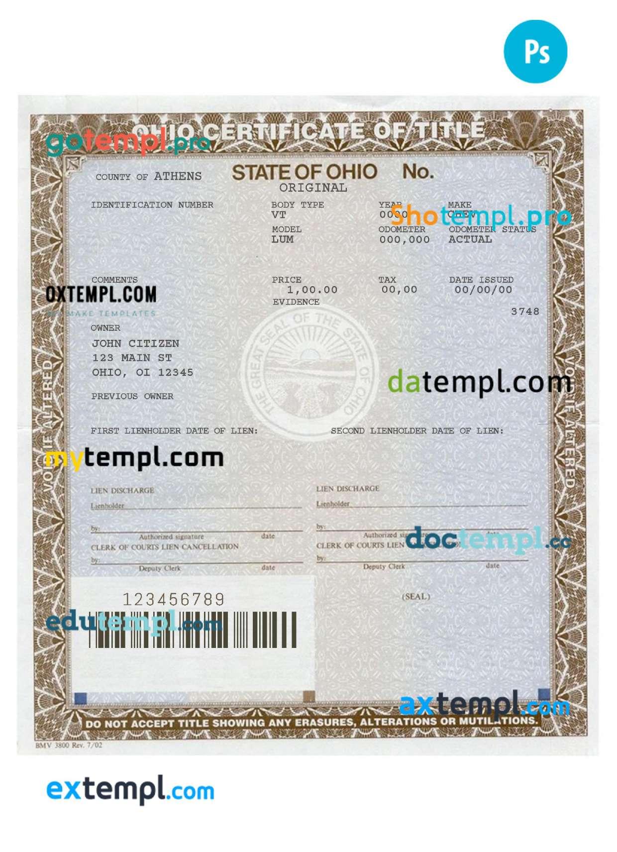 Ohio certificate of title of a vehicle (car title) template in PSD format, fully editable by Axtempl2 - Issuu ohio-certificate-of-title-of-a-vehicle-car-title-template-in-psd-format-fully-editable-by-axtempl2-issuu