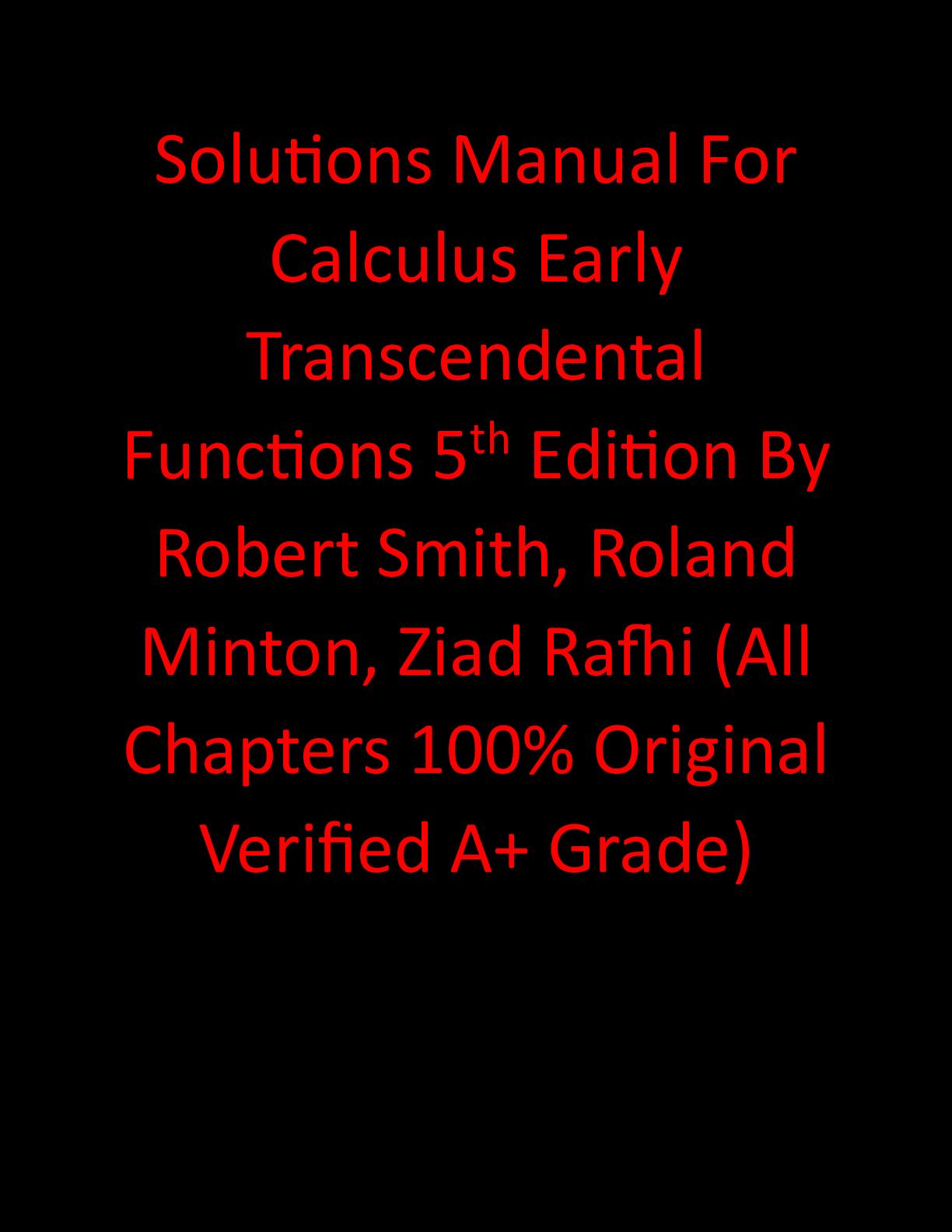 Solutions Manual For Calculus Early Transcendental Functions 5th ...