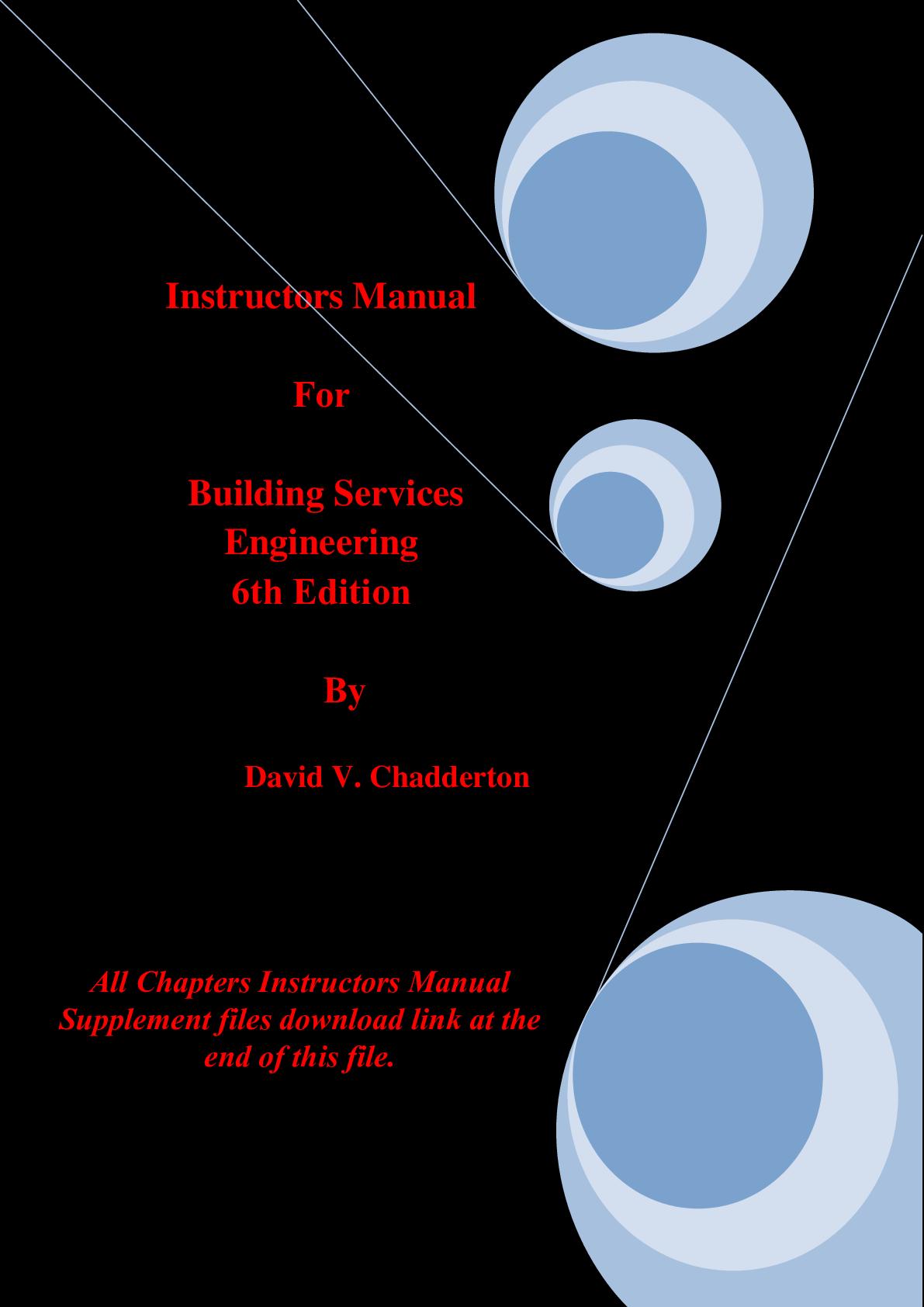 Instructor's Manual For Building Services Engineering 6th Edition By ...