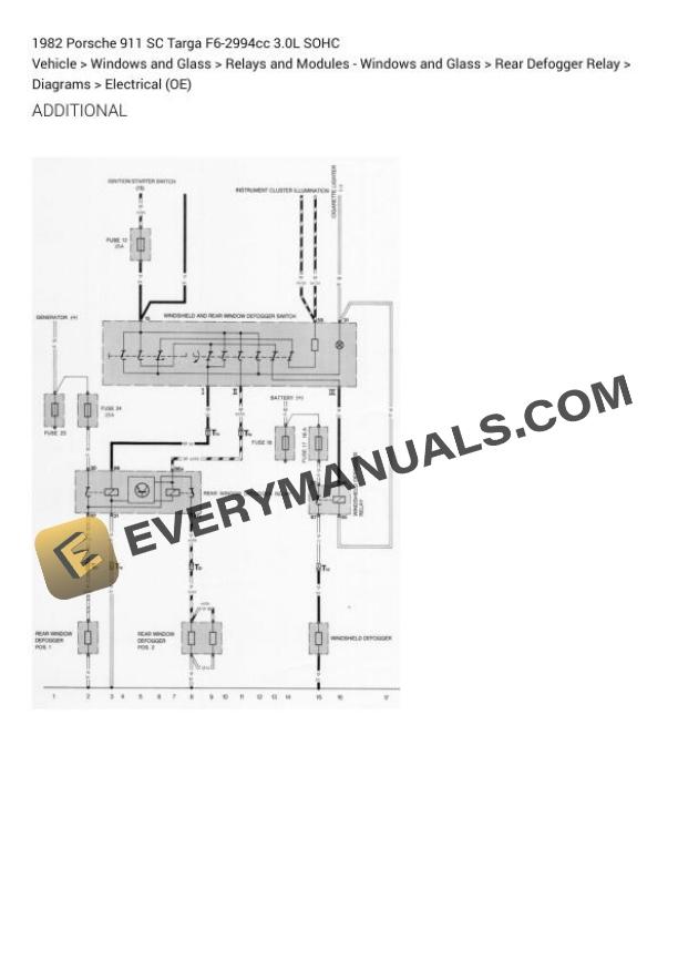 Porsche 911 SC Targa 1982 Electrical Diagrams F62994cc 3.0L SOHC