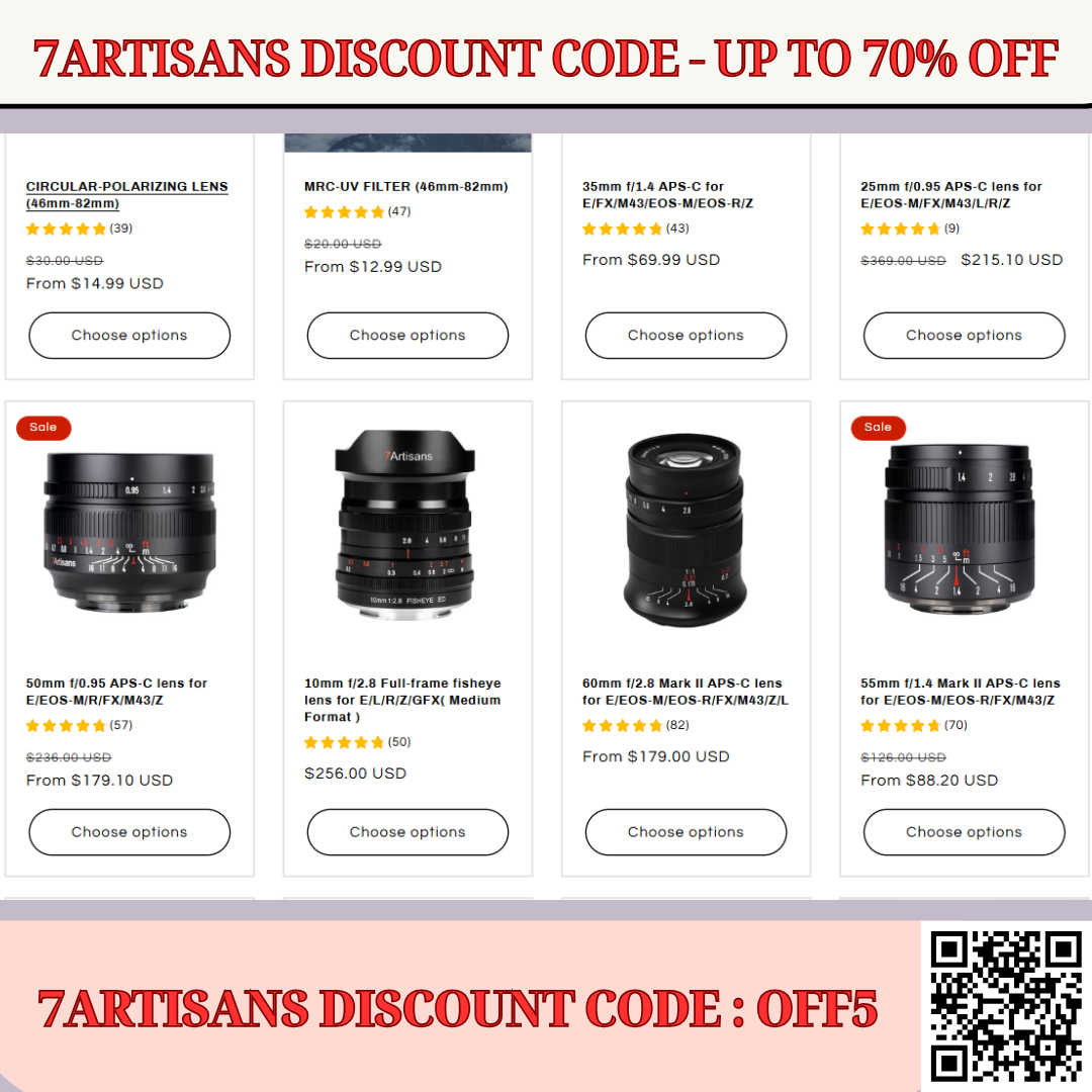 Cover for 7artisans Discount Code: OFF5 - Up to 70% Off: Compact & Lightweight 7artisans Lenses for Travel Photography in 2025!