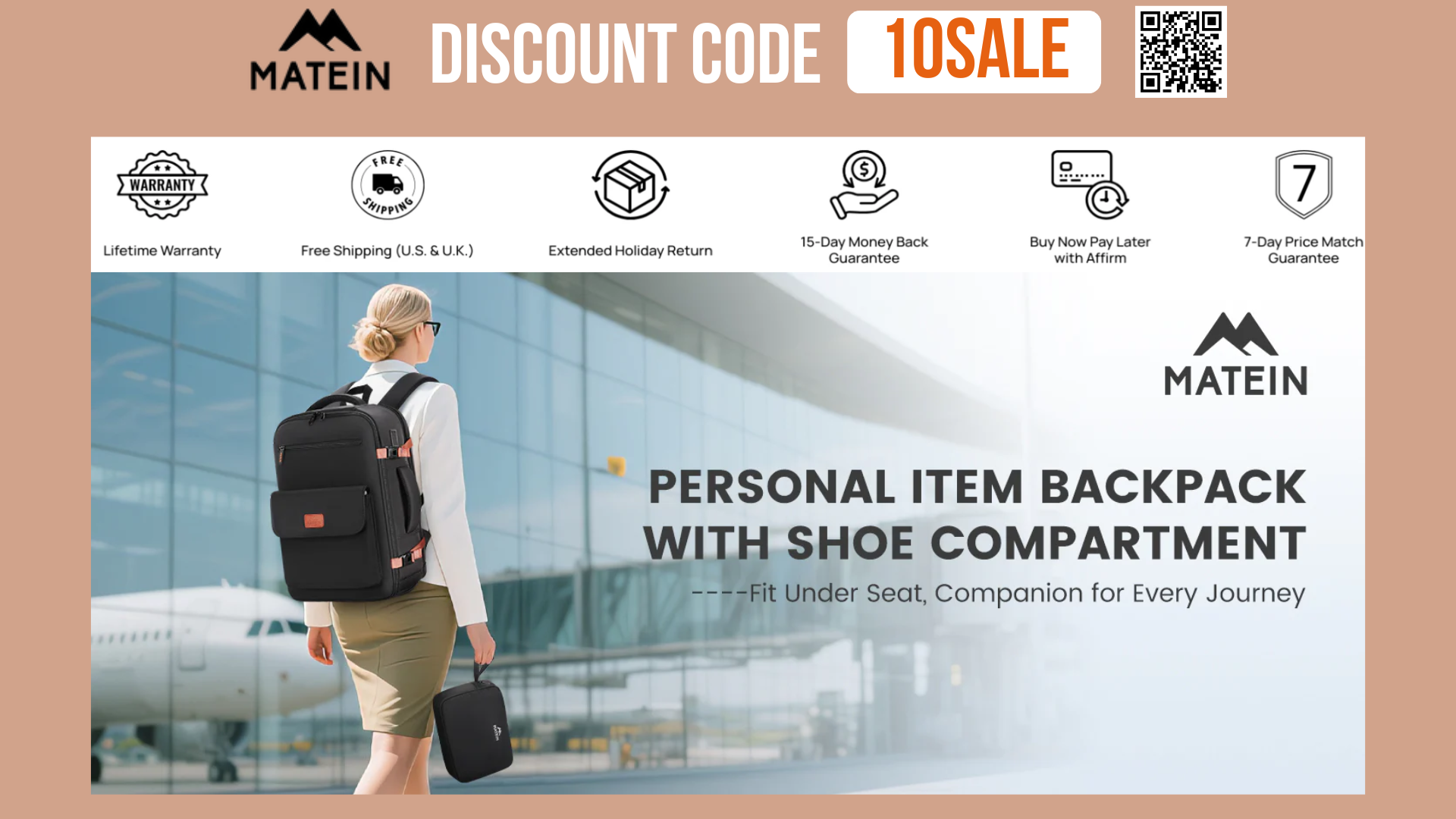 Cover for Secure MATEIN Promo Code 10SALE - Up to 40% OFF (Certified) - Carry-On Friendly Pack
