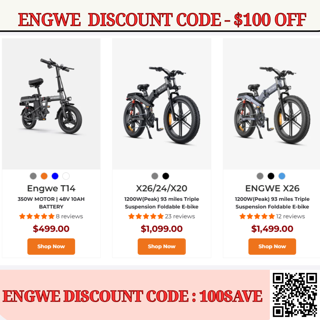 Engwe discount code: 100SAVE – Save $100 and Conquer Any Terrain with 2025 Fat Tire Adventure Bikes!